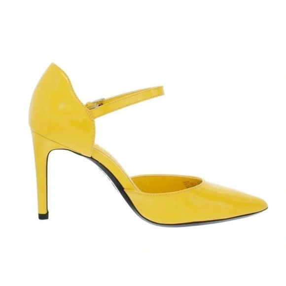 CALVIN KLEIN |Women’s Yellow Roya Pointed Toe Stiletto Patent Leather Pumps 9.5M - Picture 2 of 6